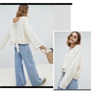 Free People Maybe Baby Waffle Pullover Sweater size small